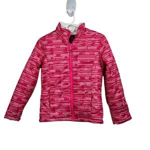 Swiss Tech Girl Fuchsia White Puffer Ski Coat Jacket Size 10-12 Large